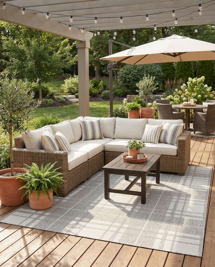 6' x 9' Easy-Clean Checkered Indoor / Outdoor Rug