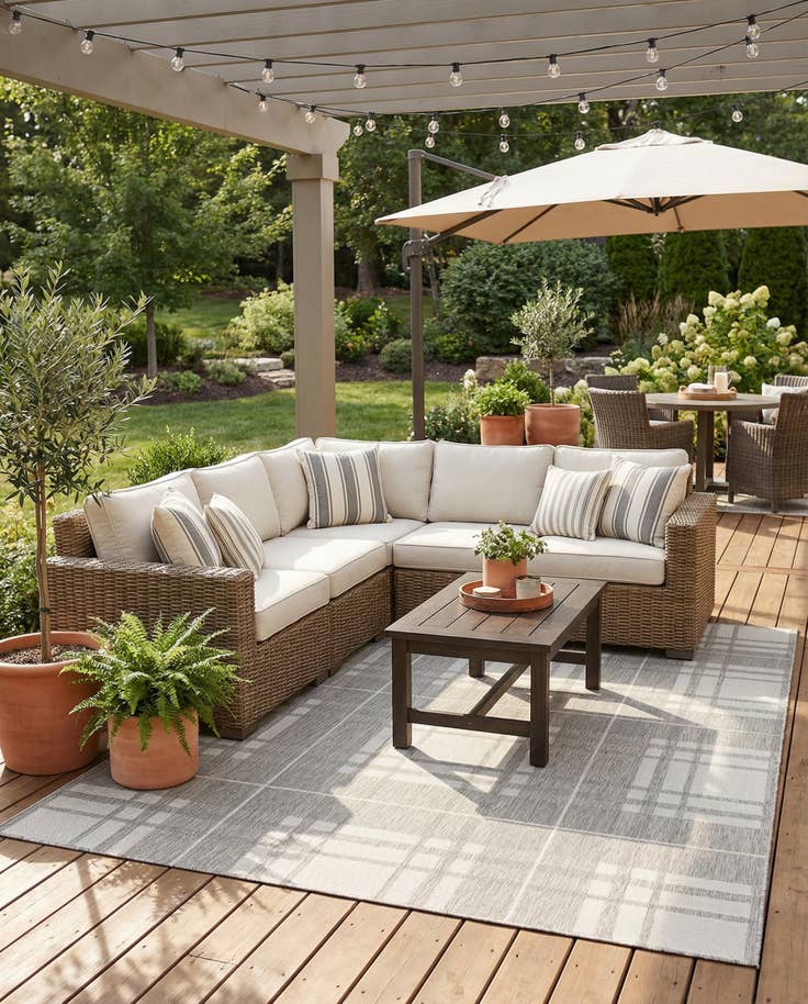 Detail image of 6' x 9' Easy-Clean Checkered Indoor / Outdoor Rug