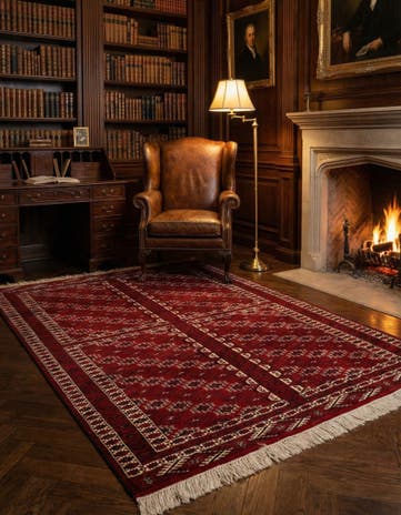 4' 4 x 6' 1 Hand Knotted Hatchlou Wool Rug
