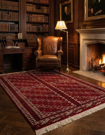 4' 4 x 6' 1 Hand Knotted Hatchlou Wool Rug