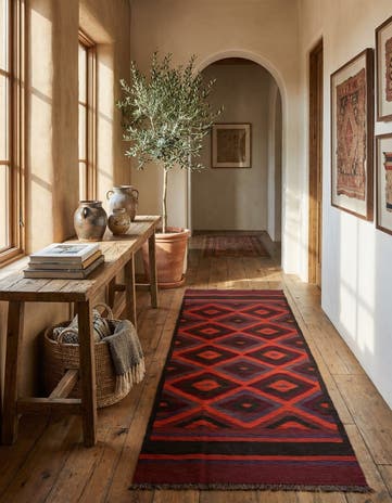 3' 10 x 12' Hand Woven Kilim Fars Wool Runner Rug