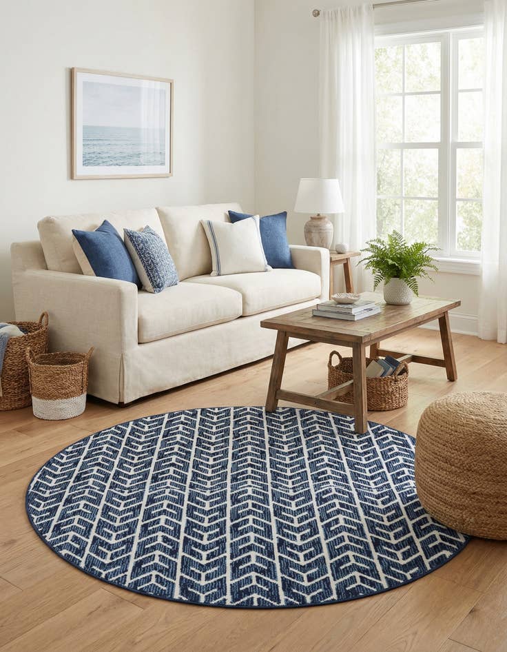 Detail image of  4' x 4'  Washable Sabrina Soto Aston Indoor / Outdoor Round Rug
