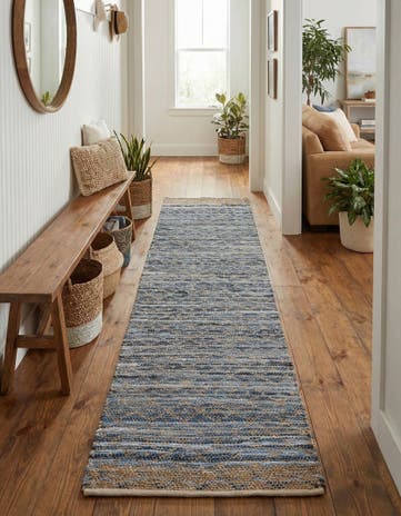 2' 7 x 13' 1 Hand Woven Chindi Trellis Runner Rug