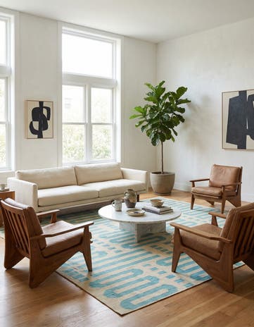 6' 7 x 9' 6 Hand Woven Kilim Modern Wool Rug