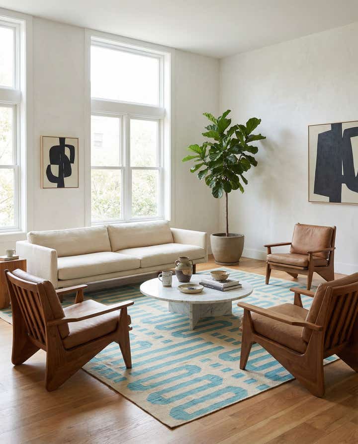 6' 7 x 9' 6 Hand Woven Kilim Modern Wool Rug