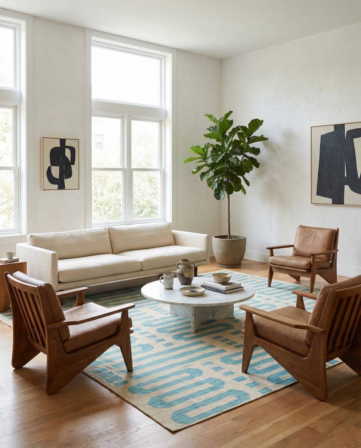 Detail image of 6' 7 x 9' 6 Hand Woven Kilim Modern Wool Rug