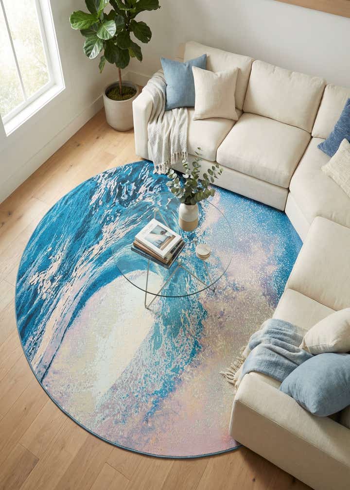 7' 10 x 7' 10 Easy-Clean Modern Indoor / Outdoor Round Rug