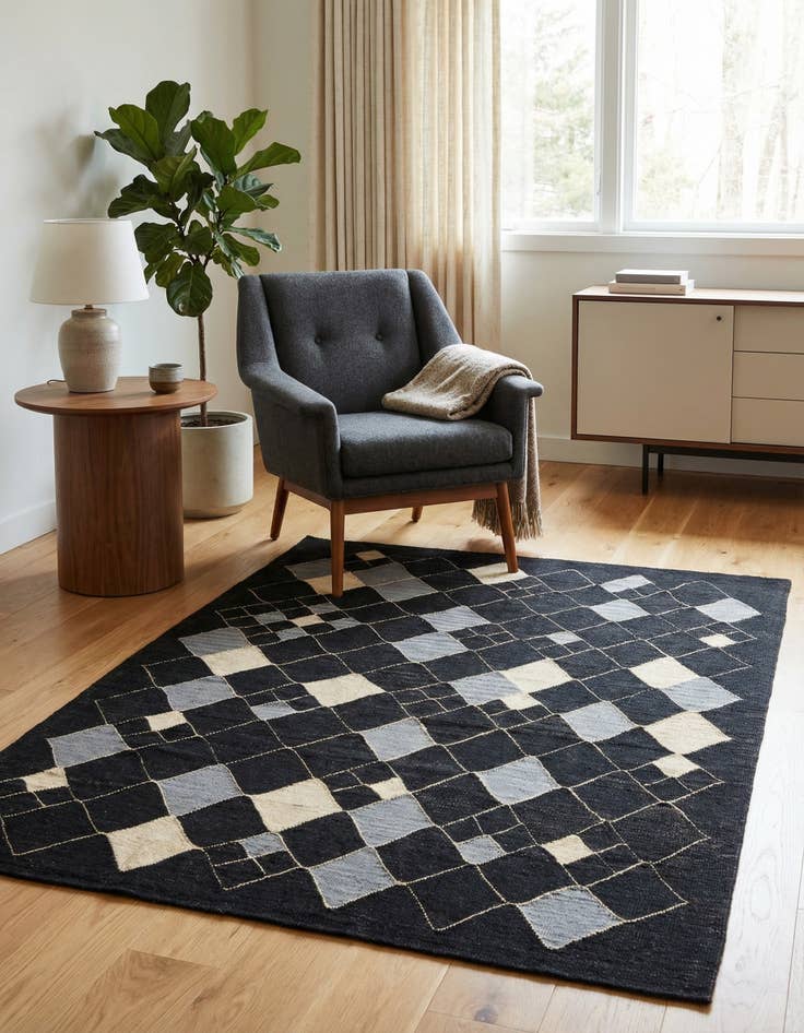 Detail image of 5' x 6' 6  Hand Woven Kilim Modern Wool Rug