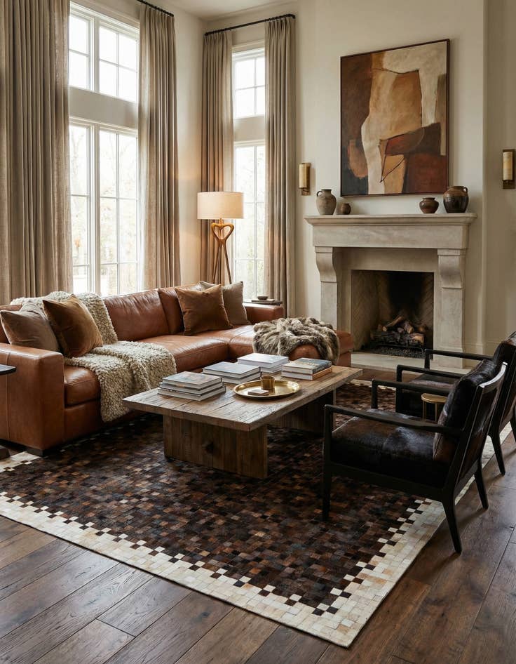 Detail image of 8' 2 x 10' 1 Cowhide Stocks Rug