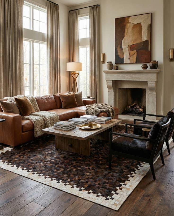 Detail image of 8' 2 x 10' 1 Cowhide Stocks Rug