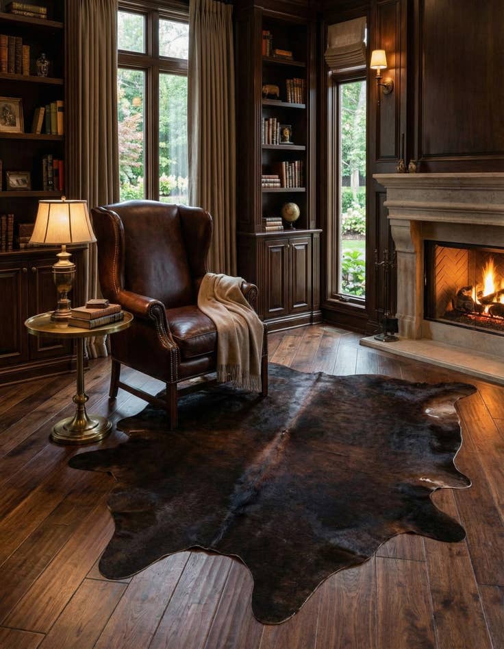 Detail image of 6' 6 x 7' 4 Cowhide Leather Rug