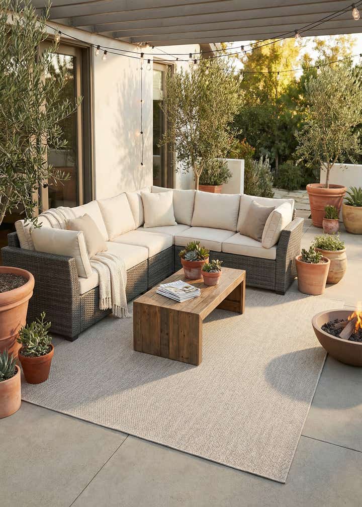7' 10 x 7' 10 Easy-Clean Solid Indoor / Outdoor Square Rug