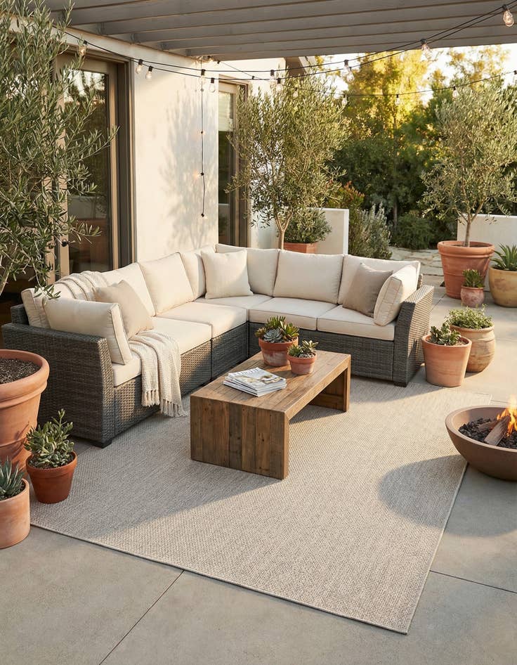 Detail image of 7' 10 x 7' 10 Easy-Clean Solid Indoor / Outdoor Square Rug