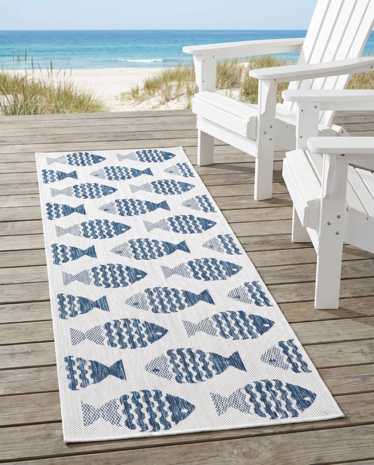 Detail image of 2' x 6' Easy-Clean Coastal Indoor / Outdoor Runner Rug
