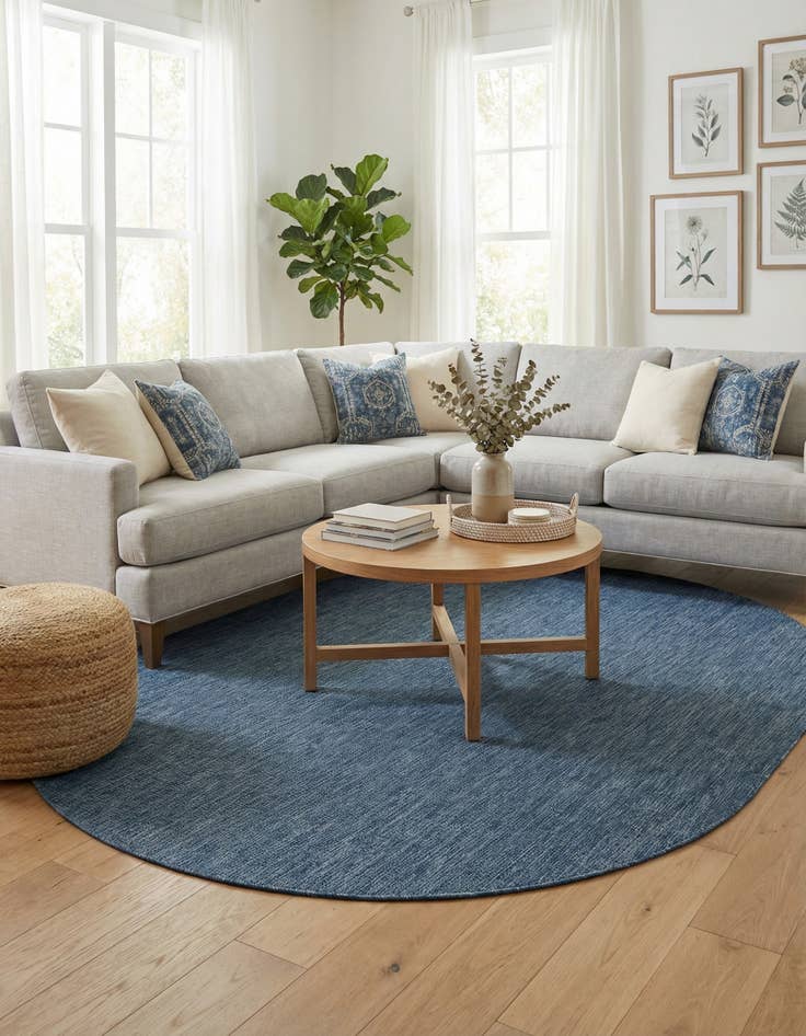 Detail image of 7' 10 x 10'  Washable Solid Indoor / Outdoor Oval Rug