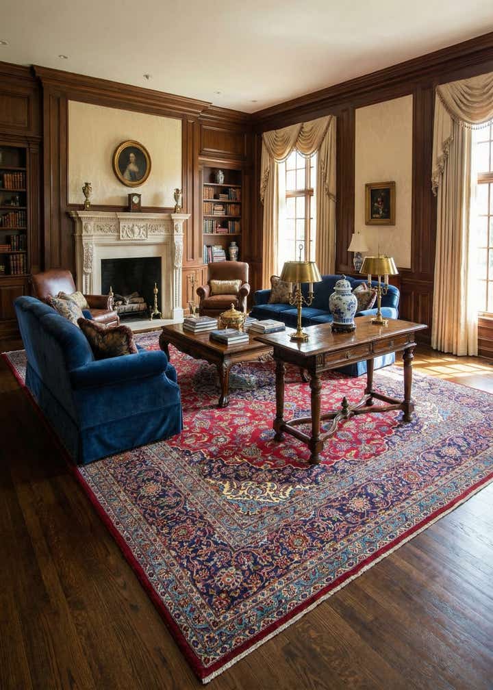 10' 6 x 13' 7 Hand Knotted Kashan Persian Rug