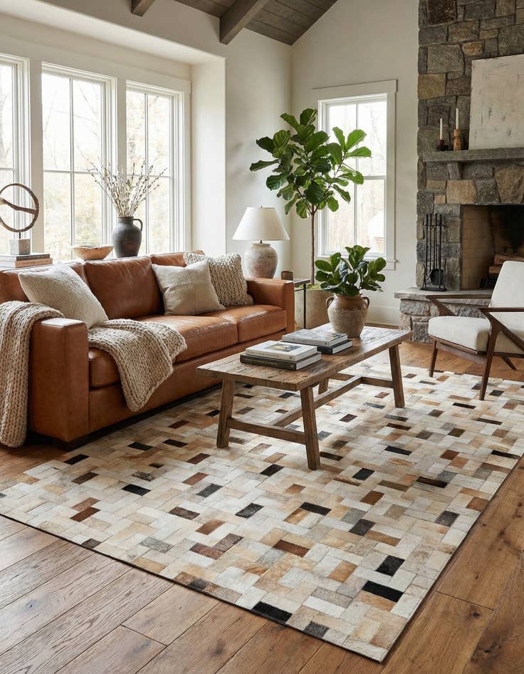 Detail image of 5' 1 x 7' 11 Cowhide Stocks Rug