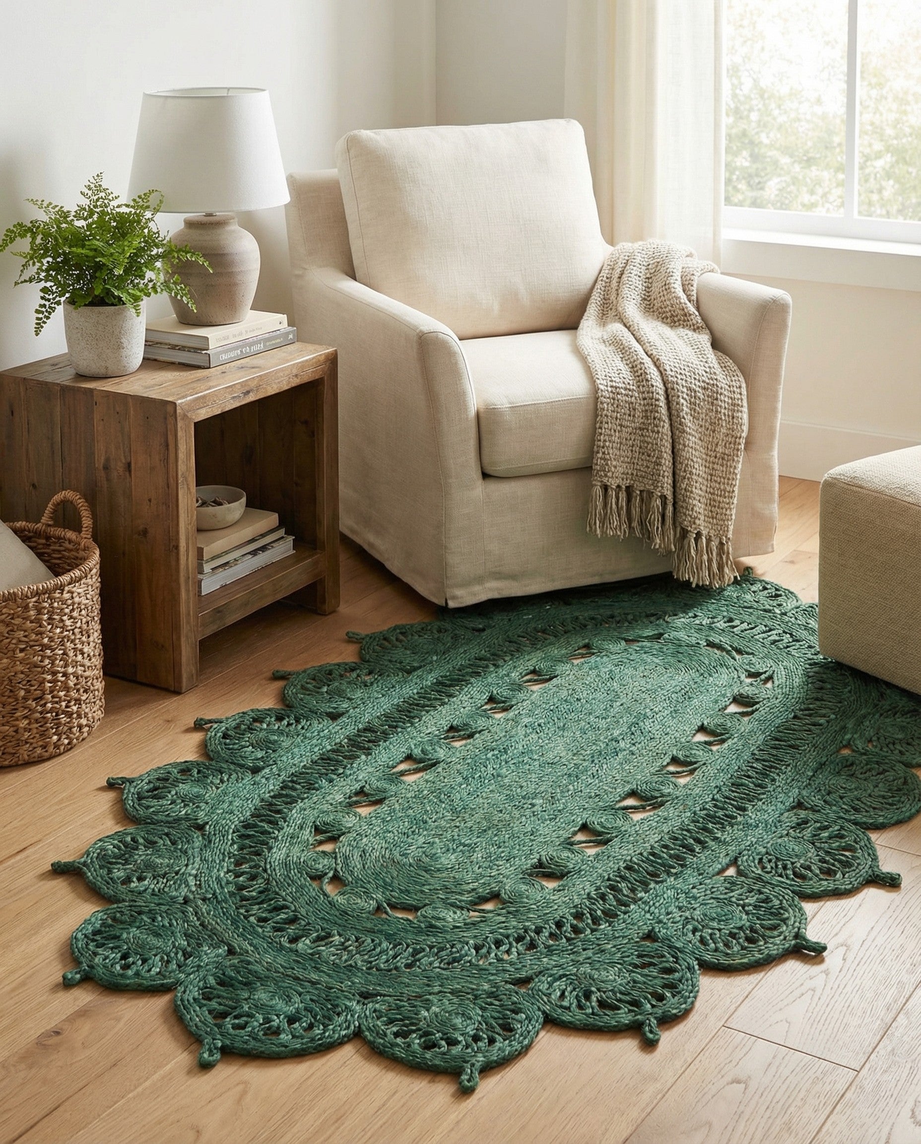  3' 1 x 5' 1  Hand Braided Jute Oval Rug