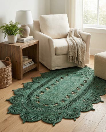  3' 1 x 5' 1  Hand Braided Jute Oval Rug