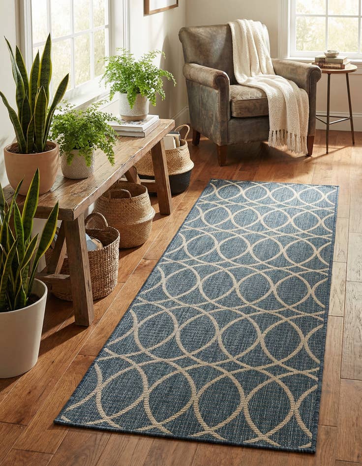 Detail image of 2' x 6'  Washable Trellis Indoor / Outdoor Runner Rug