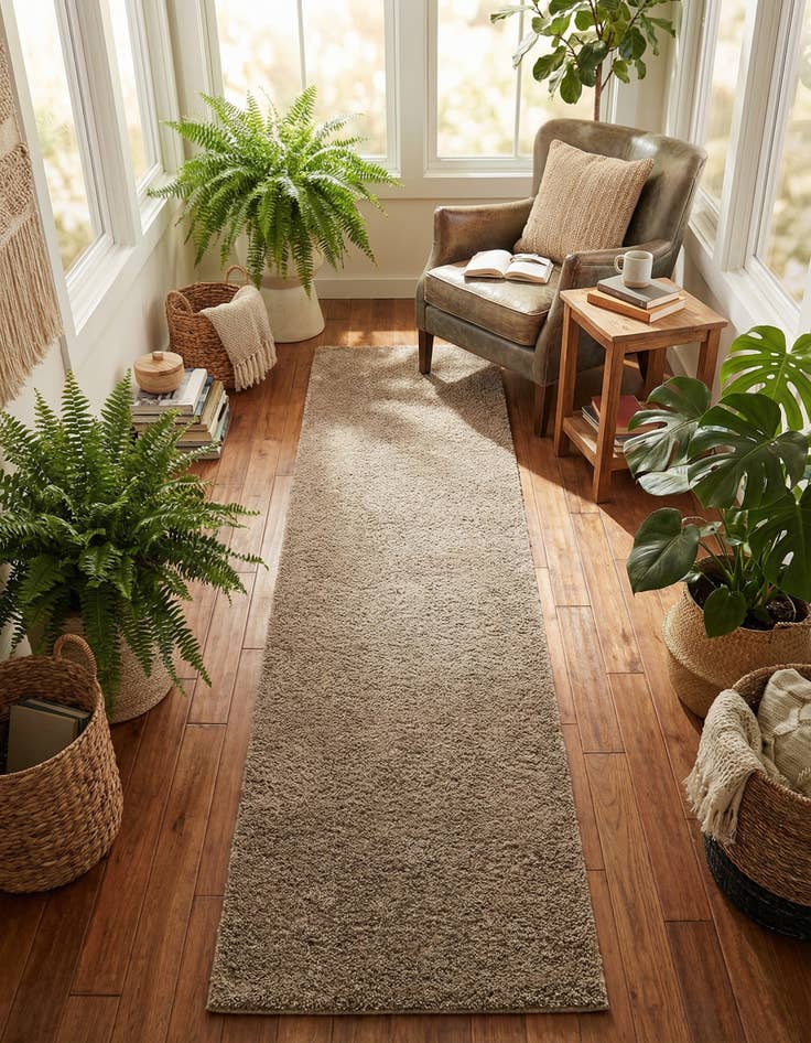 Detail image of 2' 7 x 10' Studio Solid Shag Runner Rug