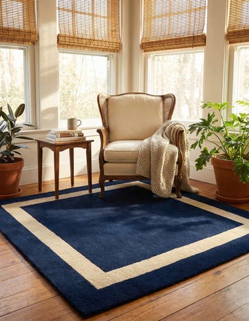 Cobalt Blue Jill Zarin Border Wool Square Rug