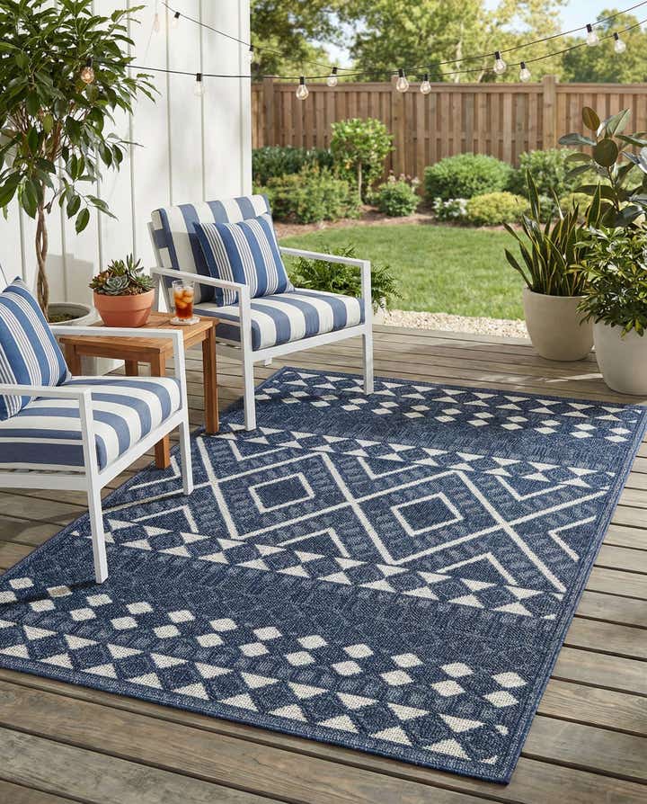5' 3 x 7' 9 Easy-Clean Modern Indoor / Outdoor Rug