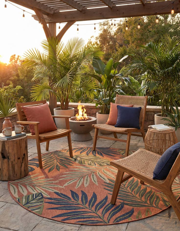 Detail image of 7' x 7'  Washable Baja Indoor / Outdoor Round Rug