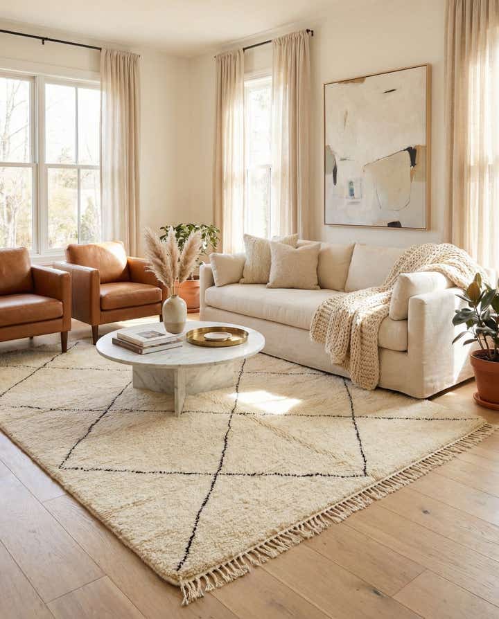 6' 8 x 9' 8 Hand Knotted Moroccan Wool Rug