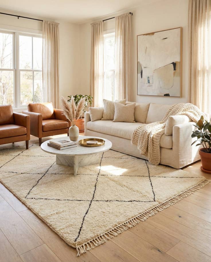 Detail image of 6' 8 x 9' 8 Hand Knotted Moroccan Wool Rug