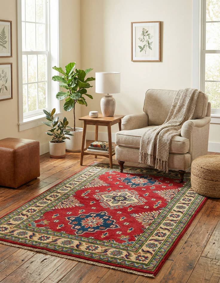 Detail image of 3' 2 x 5'  Hand Knotted Kazak Rug