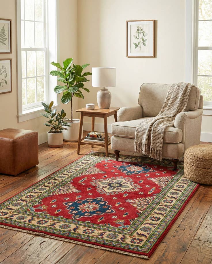 Detail image of 3' 2 x 5' Hand Knotted Kazak Rug