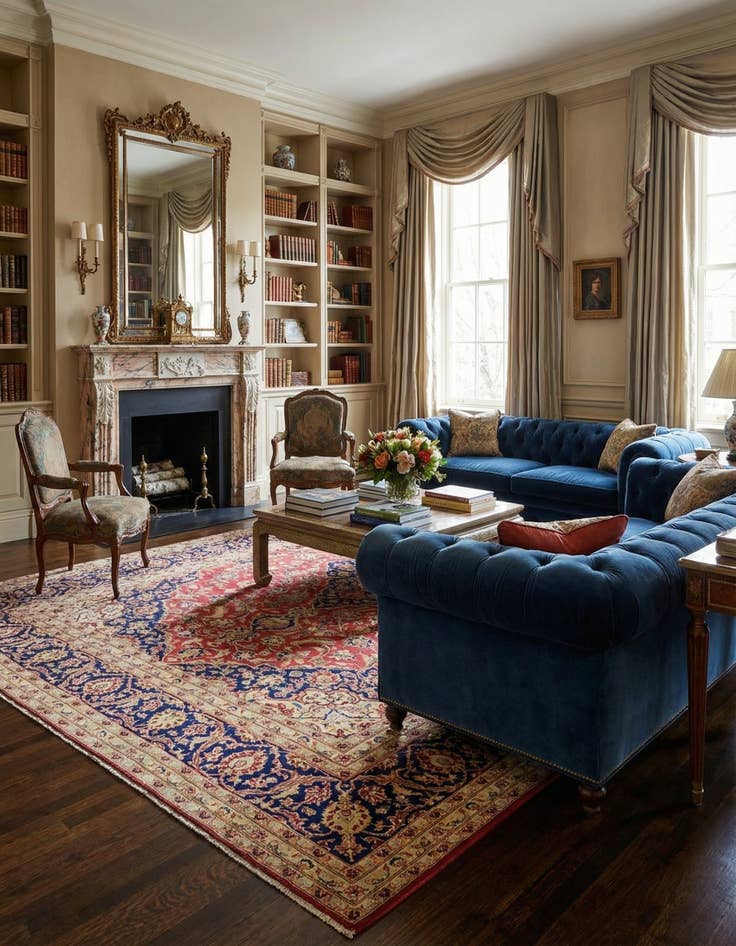 Detail image of  9' 8 x 13'  Hand Knotted Kashan Persian Wool Rug