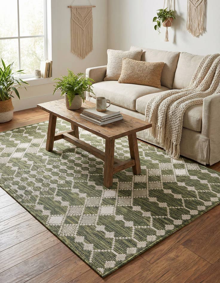 Detail image of 4' x 6'  Washable Trellis Indoor / Outdoor Rug