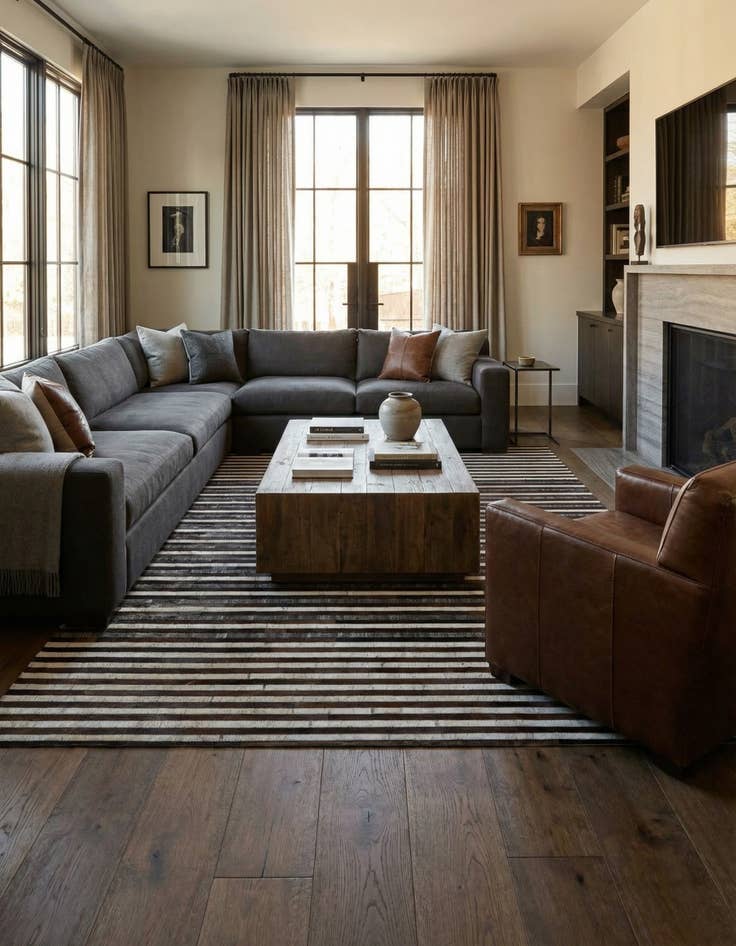 Detail image of 5' 1 x 7' 10 Cowhide Leather Rug