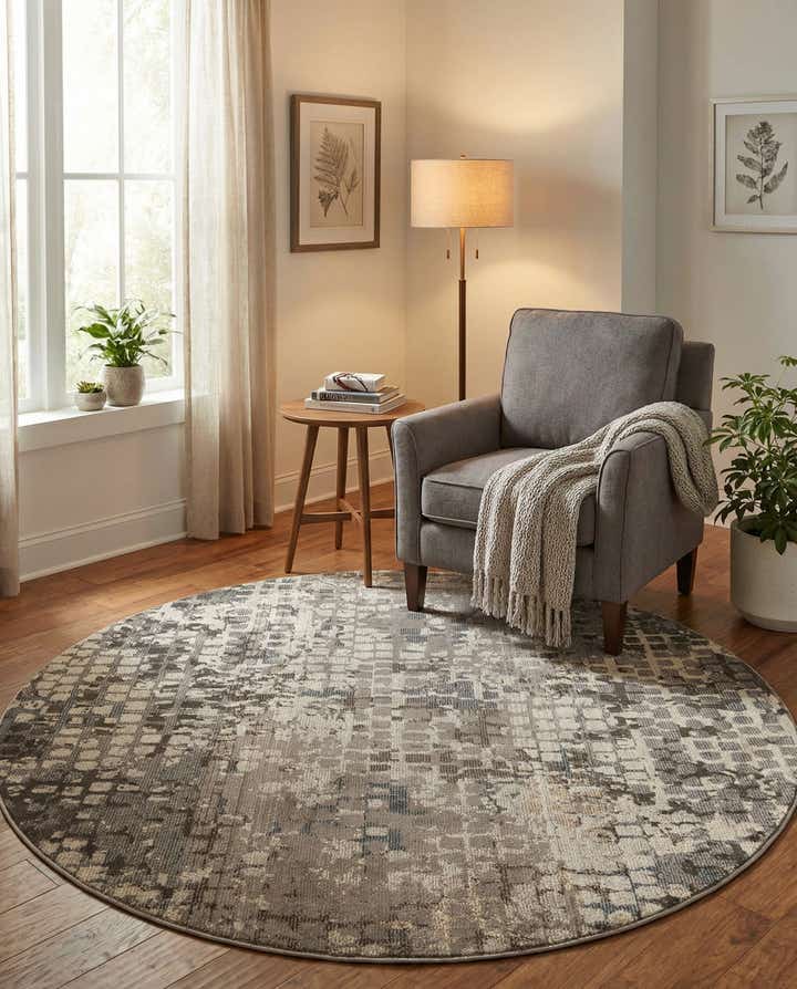 6' x 6' Washable Theia Round Rug