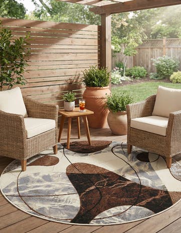 4' x 4' Easy-Clean Modern Indoor / Outdoor Round Rug
