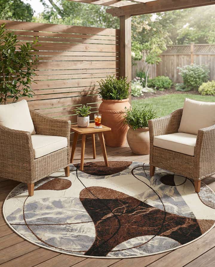 4' x 4' Easy-Clean Modern Indoor / Outdoor Round Rug