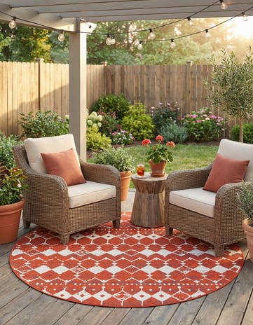 7' x 7' Easy-Clean Lattice Indoor / Outdoor Round Rug