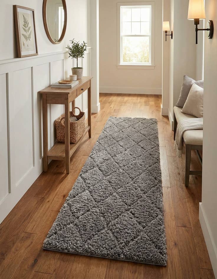 Detail image of 2' 7 x 10' Trellis Shag Runner Rug