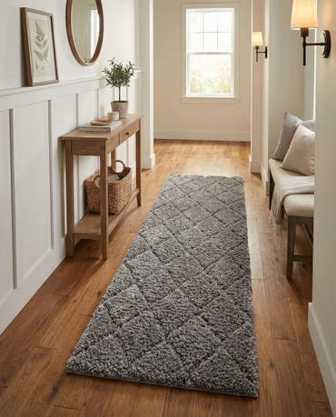  2' 7 x 10' Lattice Shag Runner Rug