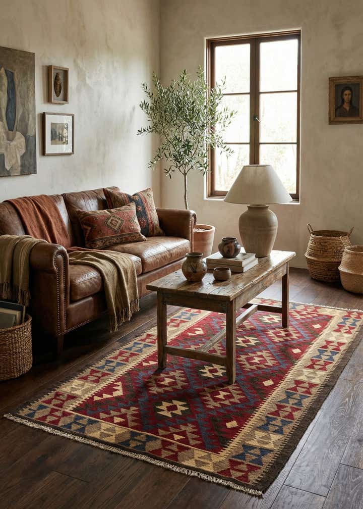 5' 2 x 8' Hand Woven Kilim Maymana Wool Rug