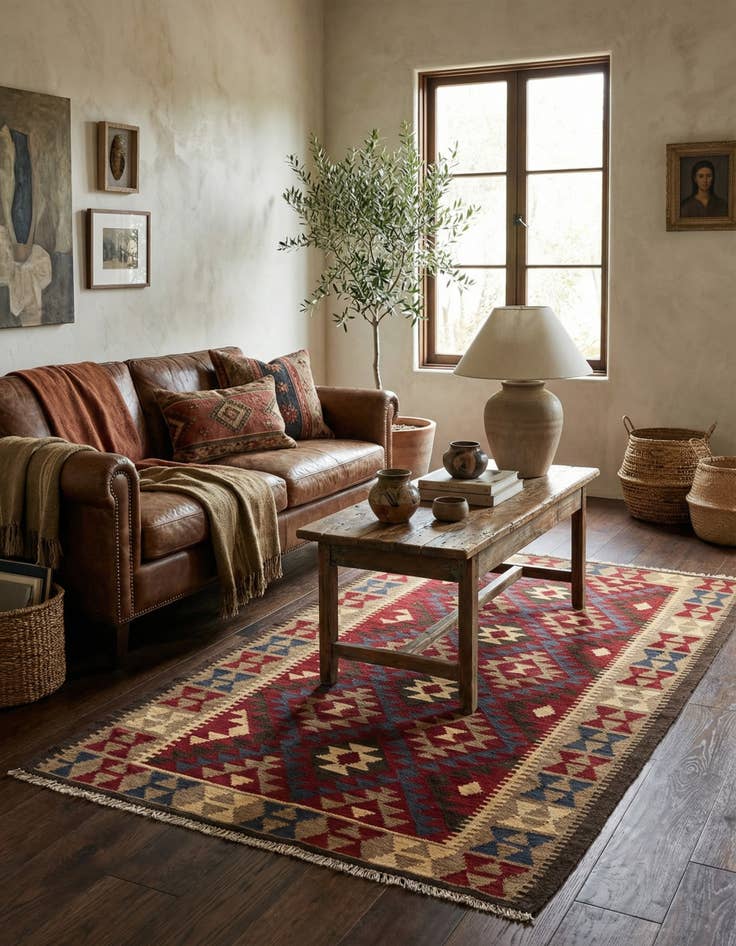 Detail image of 5' 2 x 8' Hand Woven Kilim Maymana Wool Rug