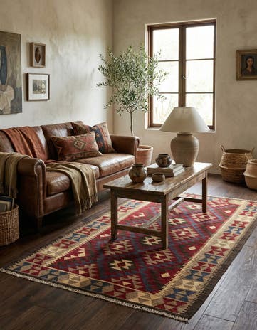 5' 2 x 8' Hand Woven Kilim Maymana Wool Rug