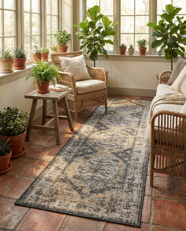 Detail image of 2' 7 x 12' Easy-Clean Traditional Indoor / Outdoor Runner Rug