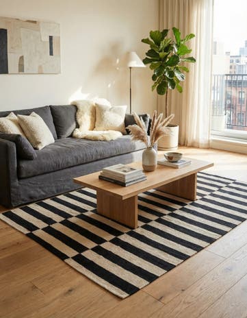4' 3 x 5' 8 Hand Woven Kilim Modern Wool Rug