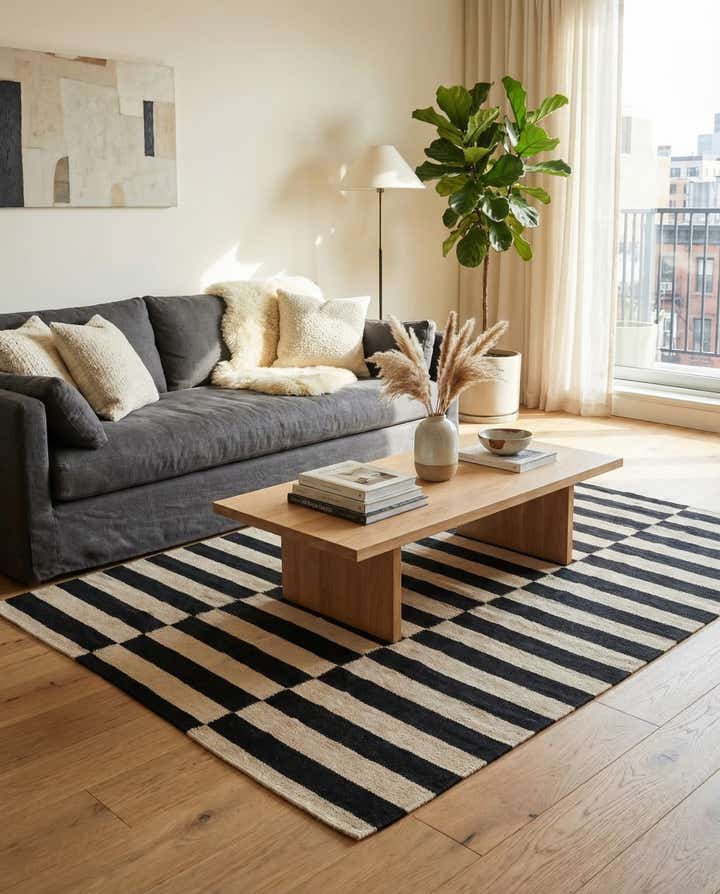 4' 3 x 5' 8 Hand Woven Kilim Modern Wool Rug