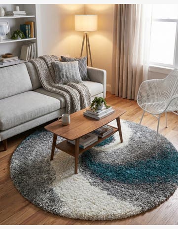 Turquoise Soft Touch Shag Round Rug