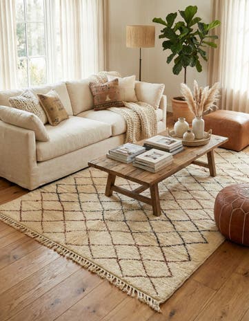 6' 7 x 10' 3 Hand Knotted Moroccan Wool Rug