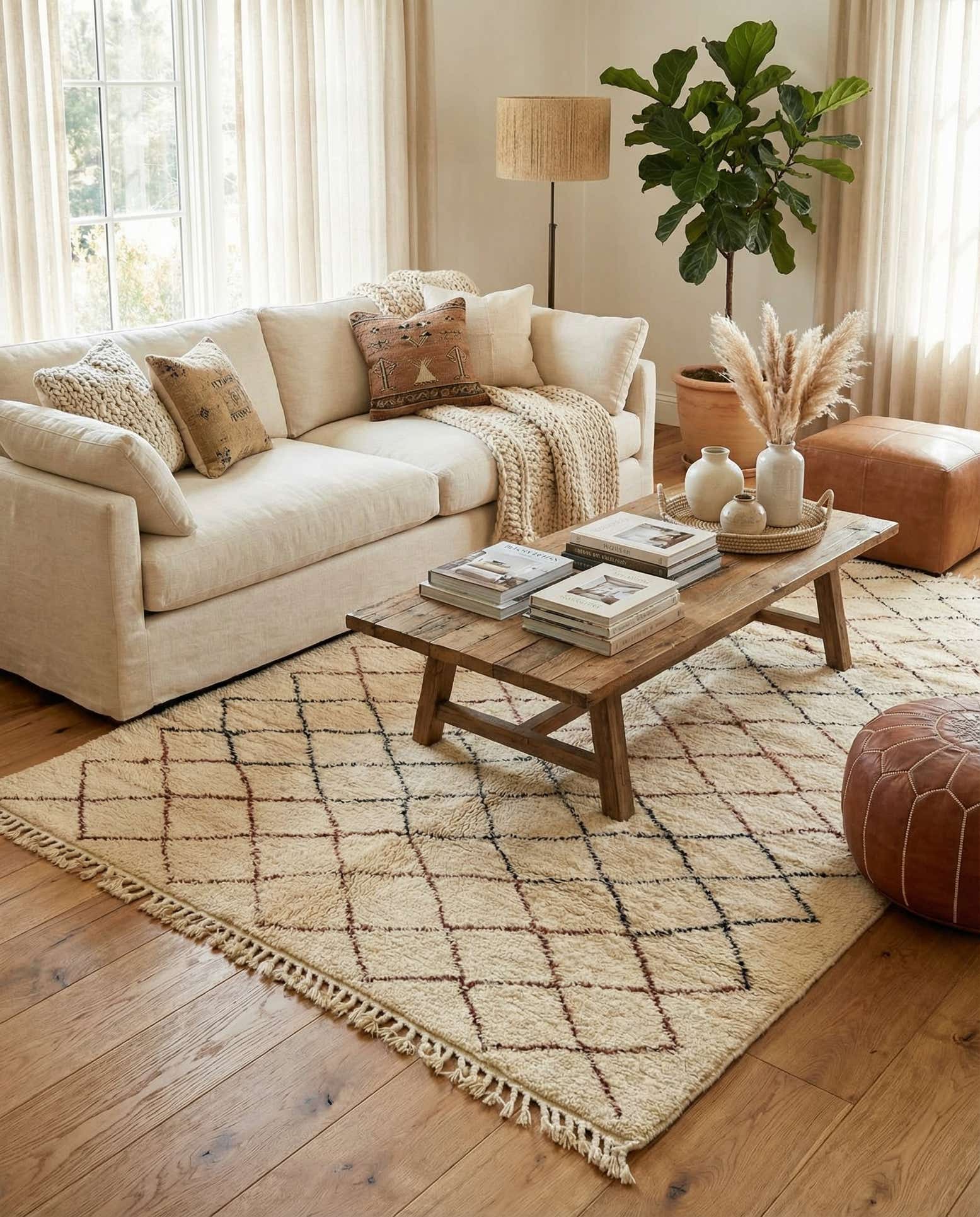 6' 7 x 10' 3 Hand Knotted Moroccan Wool Rug